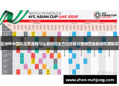 亚洲杯中国队完整赛程与比赛时间全方位终极攻略指南最新版权威解读 亚洲杯中国队完整赛程与比赛时间全方位终极攻略指南最新版权威解读